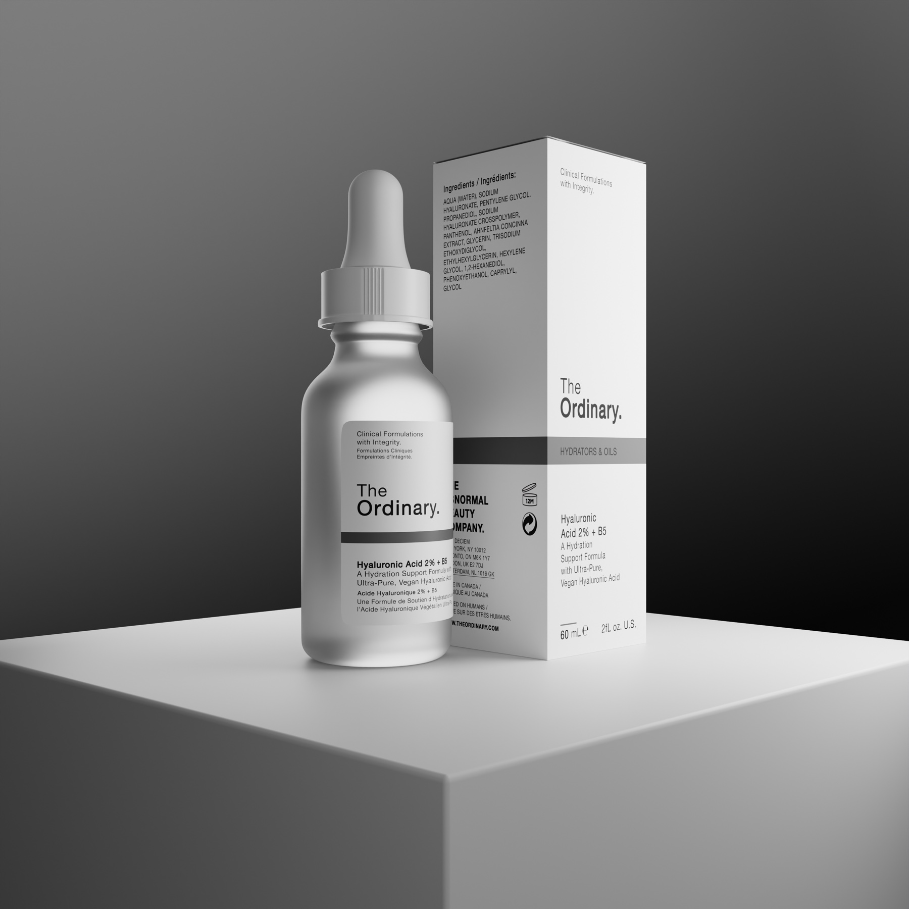 Visual CGI skincare The Ordinary con flacone e packaging